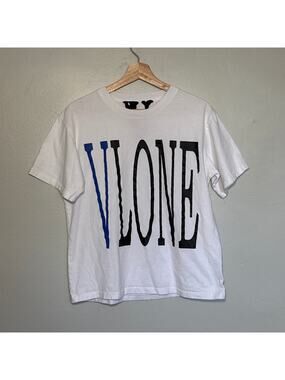 Men's Size S VLONE Serpent Snake Blue Logo White Graphic T Shirt Streetwear
